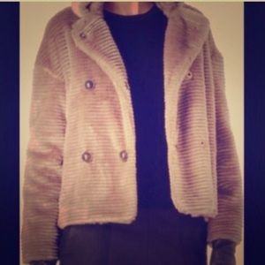 French Connection Faux Fur Jacket Coat Brown 0